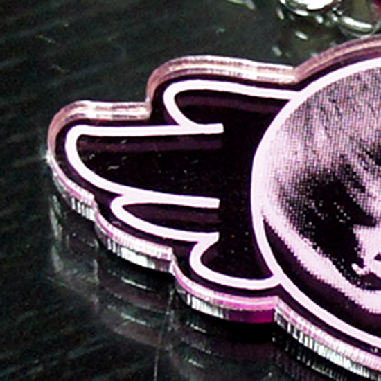 粉紅鏡面鑰匙圈心造型-006