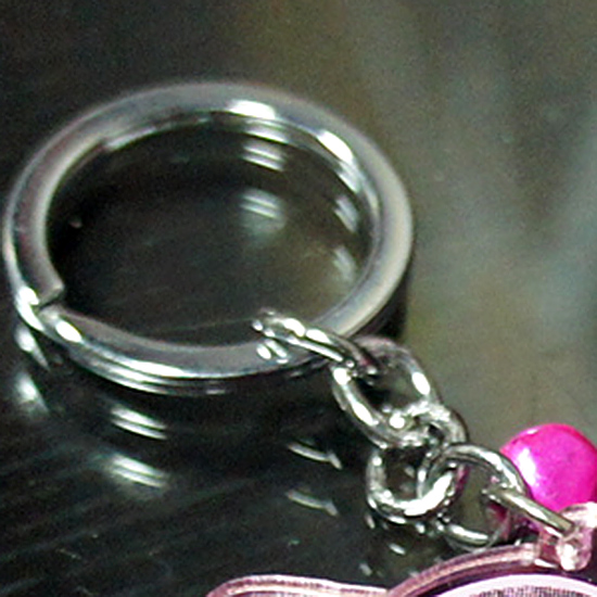粉紅鏡面鑰匙圈心造型-007